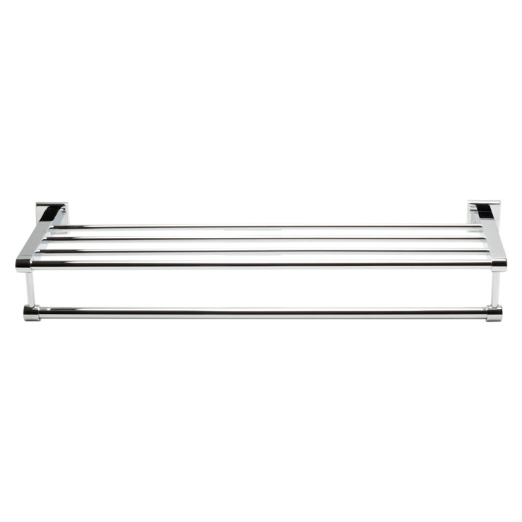 Polished Chrome 24" Wall Mounted Towel Rack and Shelf