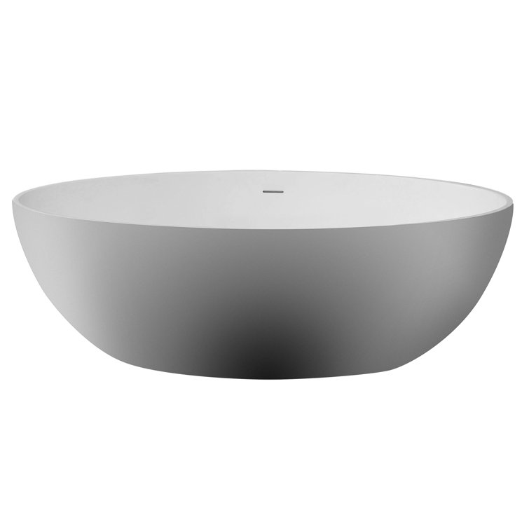 67'' Matte White Resin Freestanding Soaking Bathtub