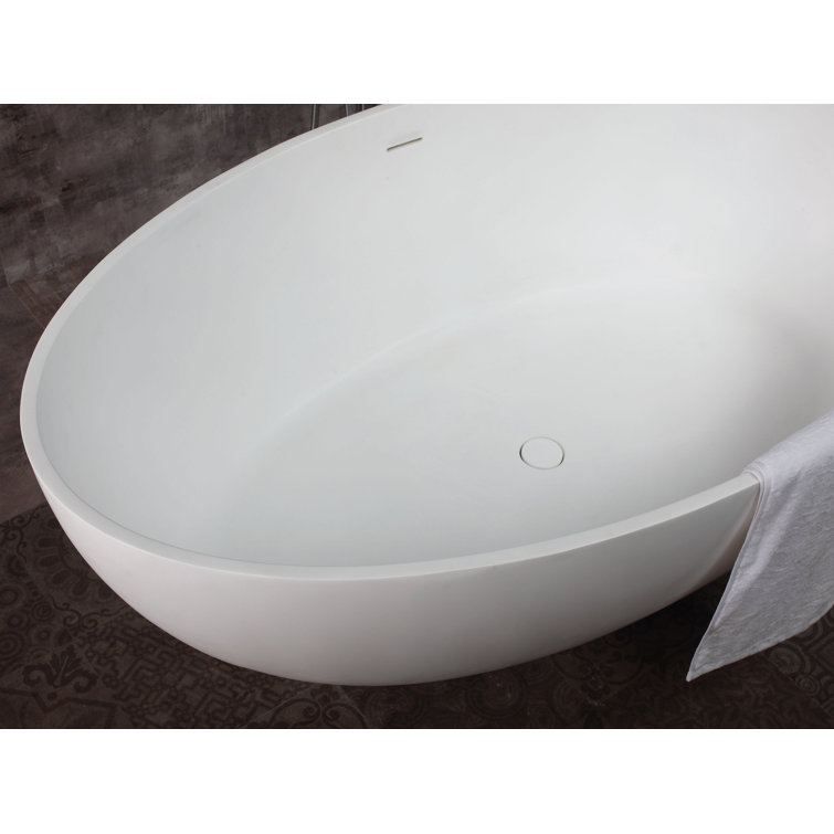 67'' Matte White Resin Freestanding Soaking Bathtub