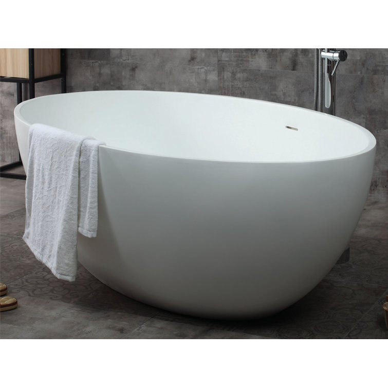 67'' Matte White Resin Freestanding Soaking Bathtub