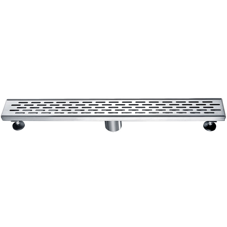 24" Silver Stainless Steel Linear Shower Drain with Groove Holes