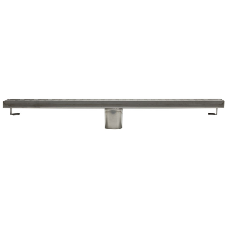 24" Silver Stainless Steel Linear Shower Drain with Groove Holes