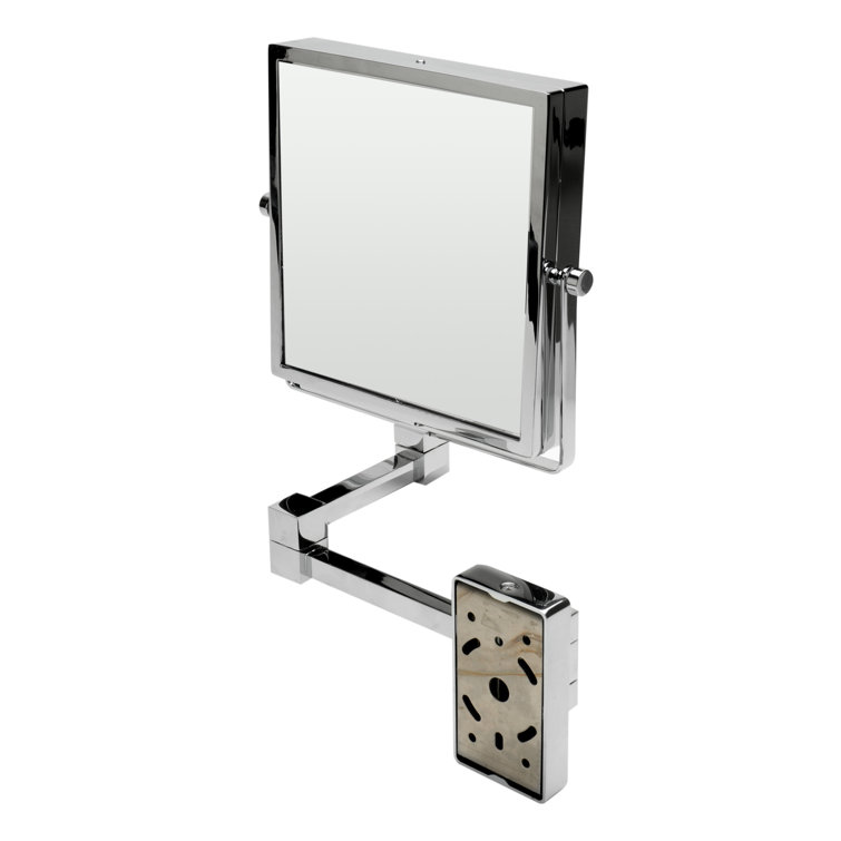 Polished Chrome 8" Square Wall-Mounted Dual Magnification Mirror