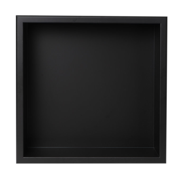 16" Black Matte Stainless Steel Wall Mount Shower Niche