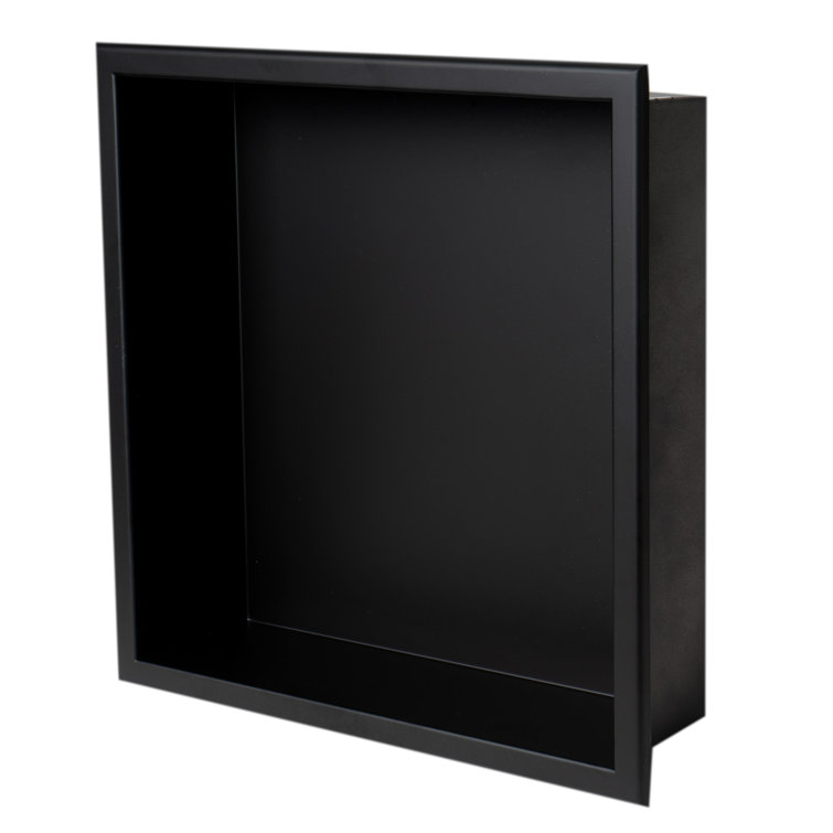 16" Black Matte Stainless Steel Wall Mount Shower Niche
