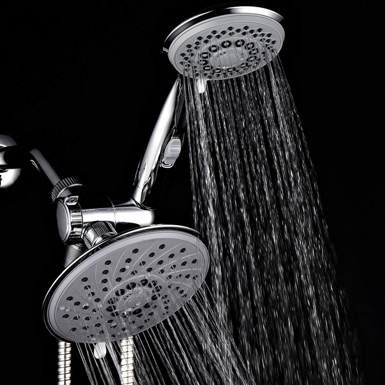 Chrome Dual Shower Head with Handheld and Rainfall Settings