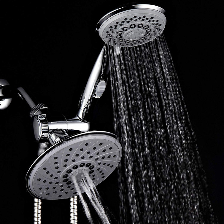 Chrome Dual Shower Head with Handheld and Rainfall Settings