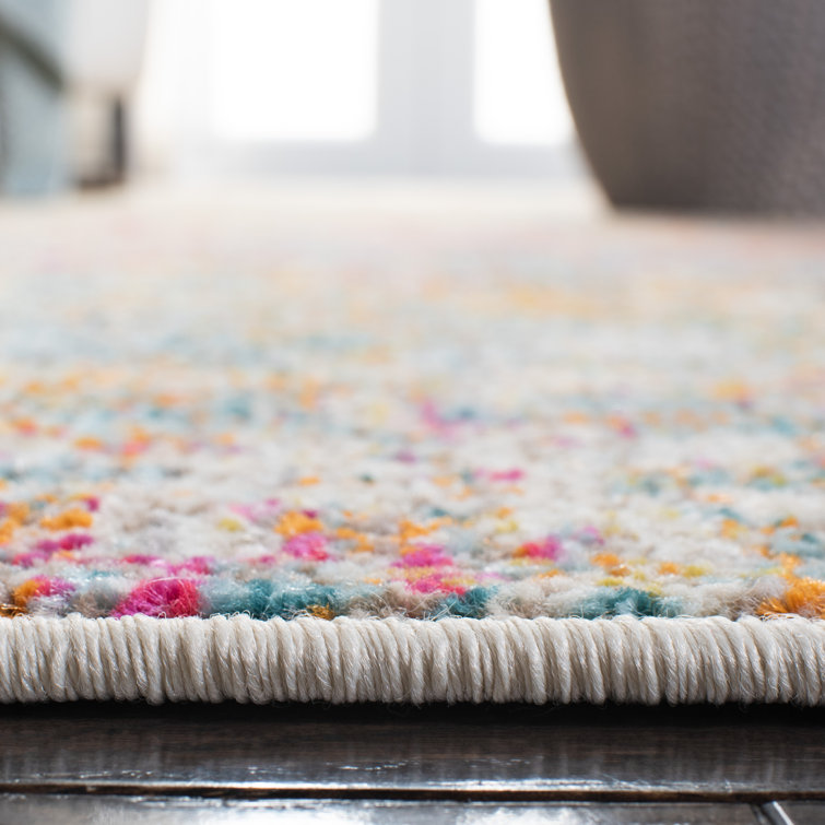 Grey and Turquoise 3' x 3' Square Synthetic Flat Woven Area Rug