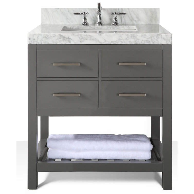 Sapphire Gray 36'' Single Bathroom Vanity with Carrara Marble Top