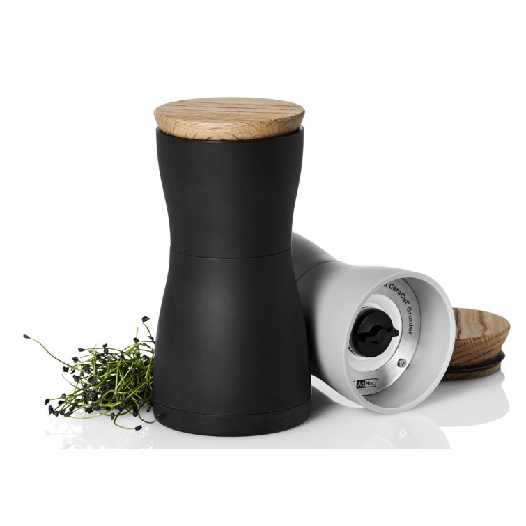 AdHoc Twin Black and White Ceramic Salt and Pepper Mill Set