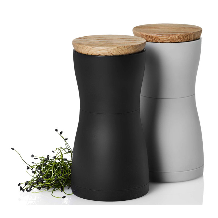 AdHoc Twin Black and White Ceramic Salt and Pepper Mill Set
