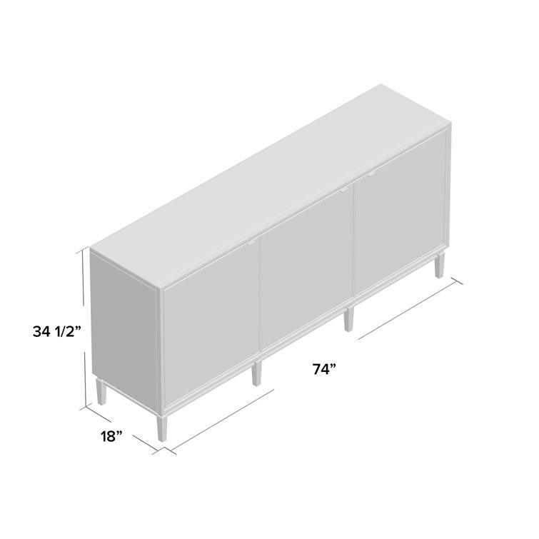 Dark Wood and Glass 74'' Sideboard with Storage