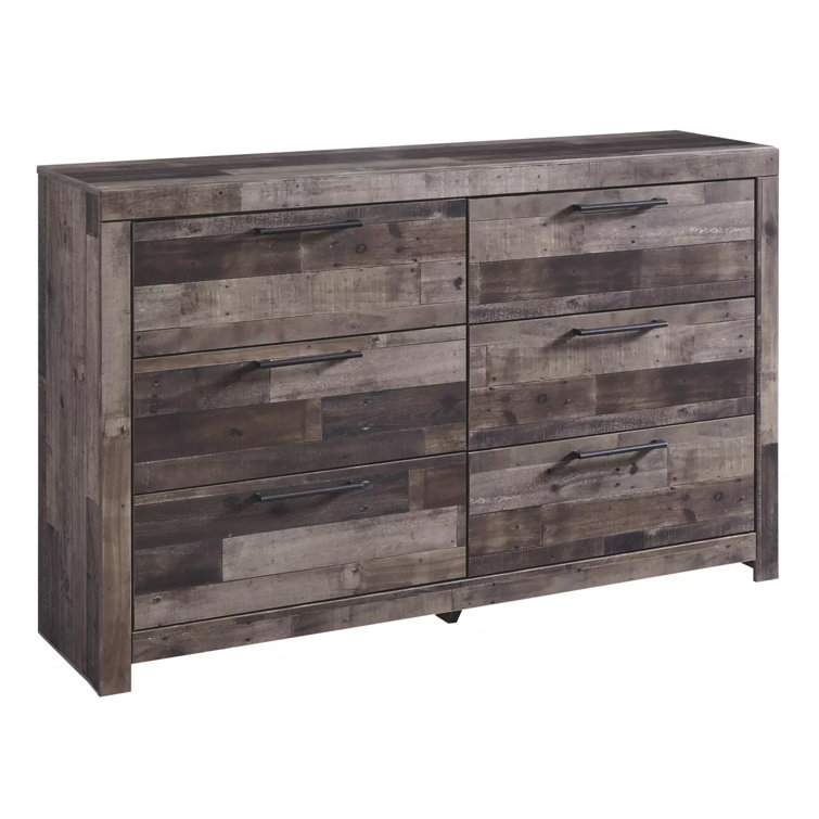 Gray Rustic Farmhouse Double Dresser with Mirror