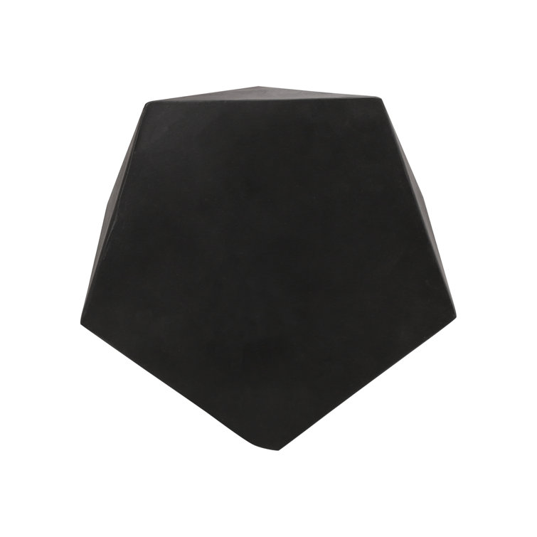 Elyas Matte Black Stone Pentagonal Outdoor Side Table