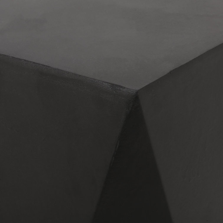 Elyas Matte Black Stone Pentagonal Outdoor Side Table
