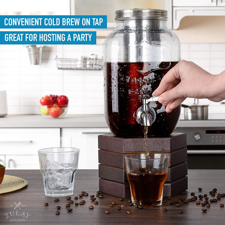1 Gallon Glass Cold Brew Coffee Maker with Stainless Steel Filter
