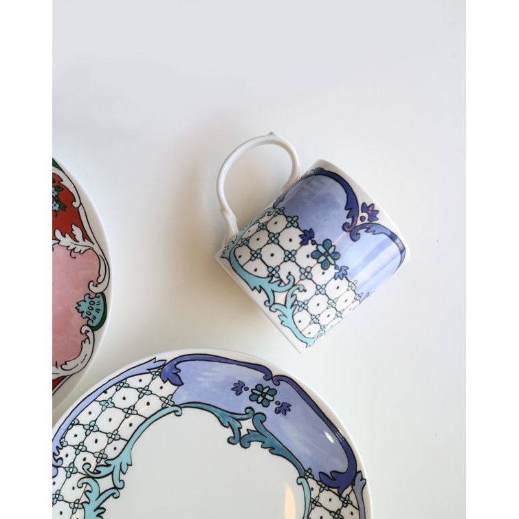 Hand-Painted Multicolor Porcelain Round Dessert Plate