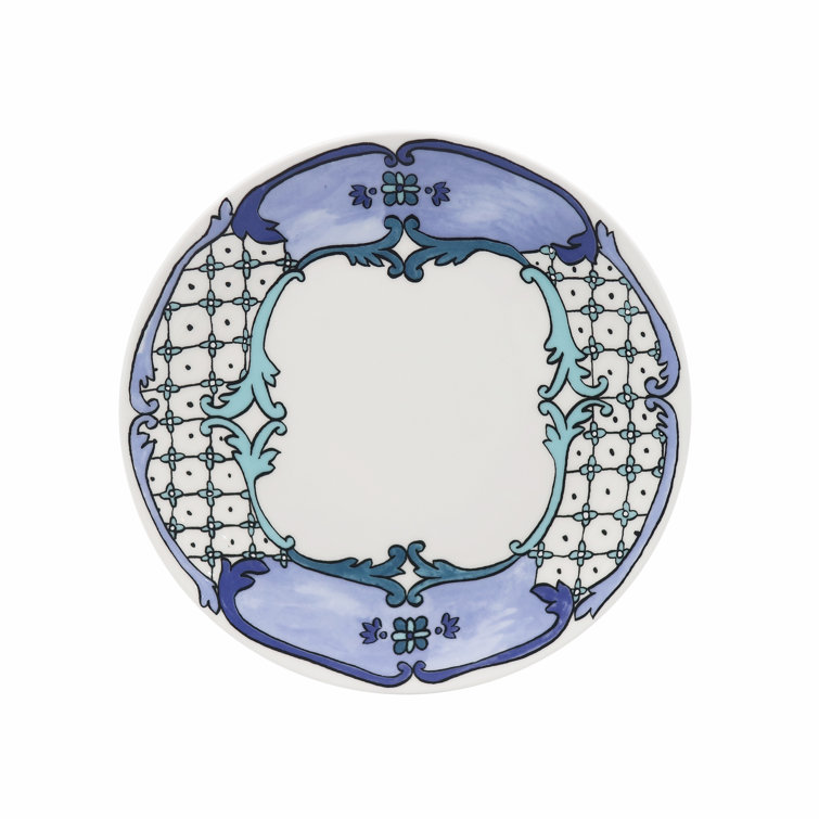 Hand-Painted Multicolor Porcelain Round Dessert Plate