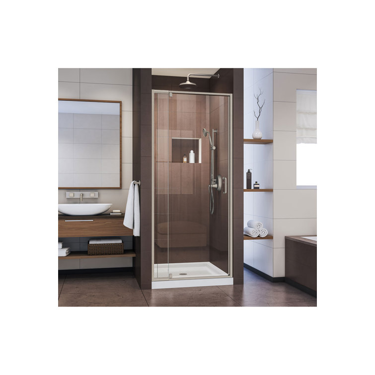 Flex 36" Frameless Clear Glass Pivot Shower Kit with Chrome Hardware