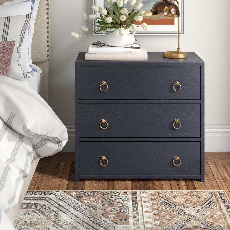 Elin Glam White 3-Drawer Dresser with Gold Metallic Hardware