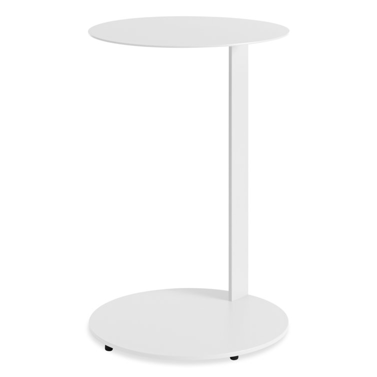 Cantilevered Round Wood & Metal Note Side Table