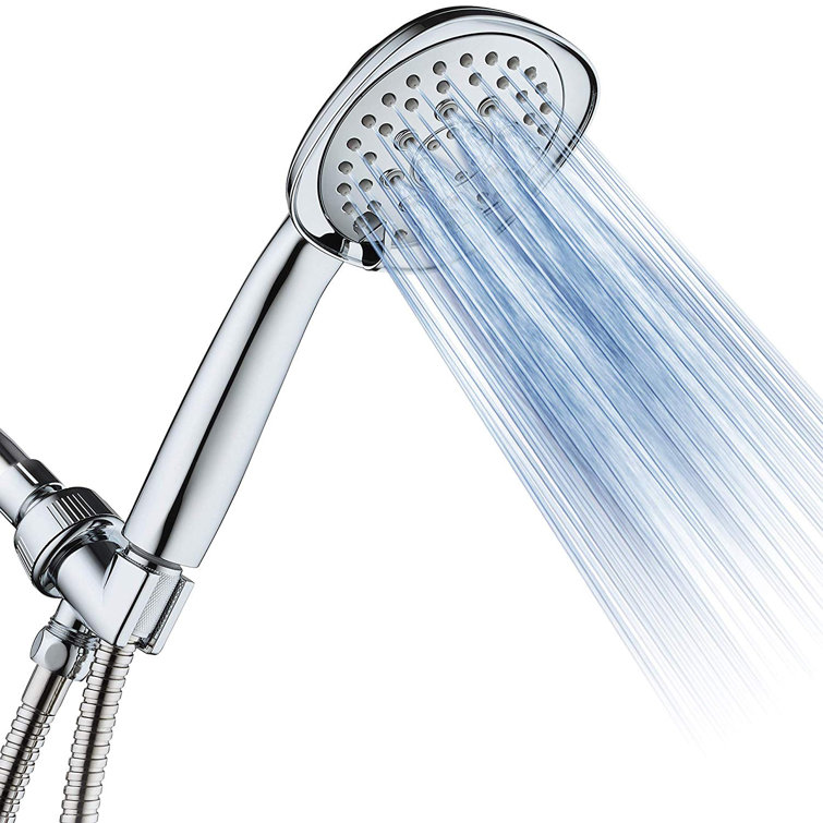 Chrome Square Handheld Shower Head with Pulse and Wall Mount