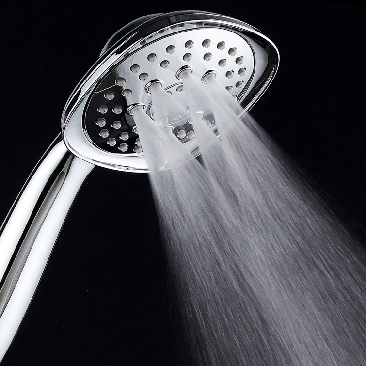 Chrome Square Handheld Shower Head with Pulse and Wall Mount
