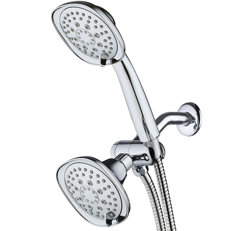 Chrome Dual Head Handheld Shower with Stainless Steel Hose