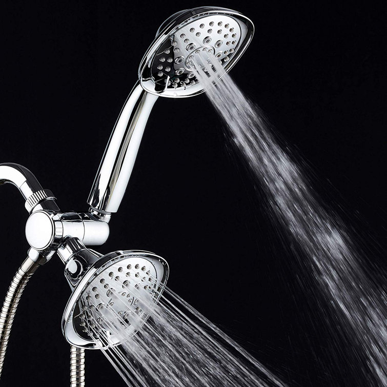 Chrome Dual Head Handheld Shower with Stainless Steel Hose