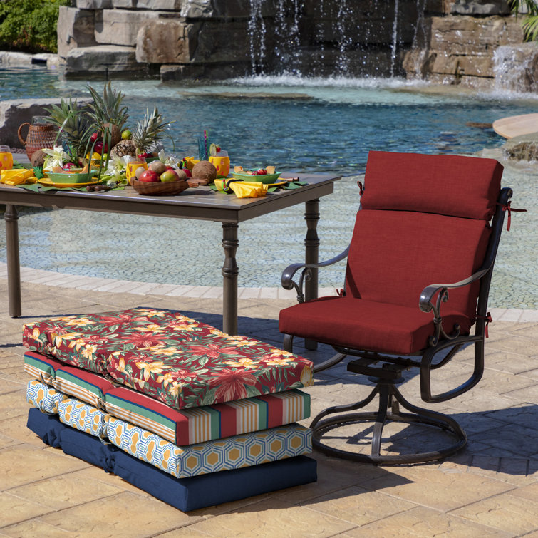 Sapphire Blue Polyester Outdoor Dining Chair Cushion