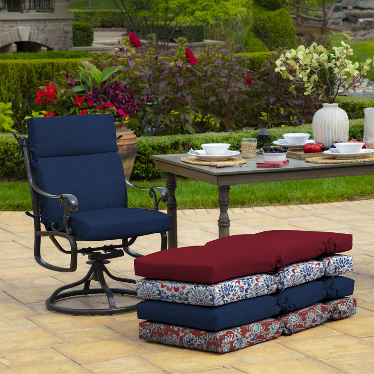 Sapphire Blue Polyester Outdoor Dining Chair Cushion