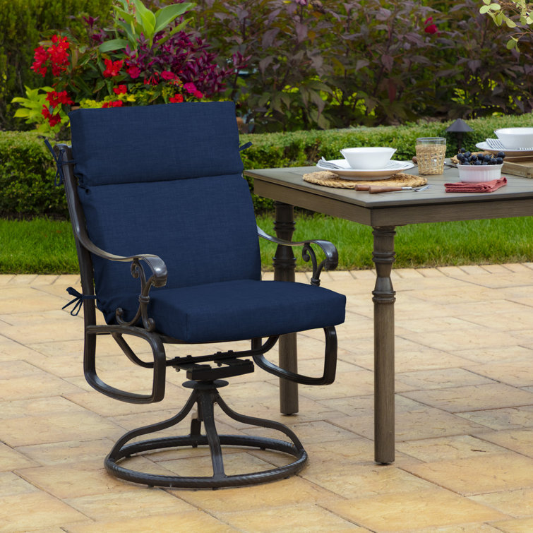 Sapphire Blue Polyester Outdoor Dining Chair Cushion