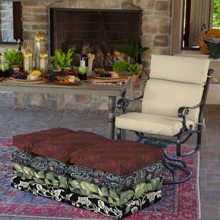 Tan Polyester Outdoor Dining Chair Cushion with Headrest