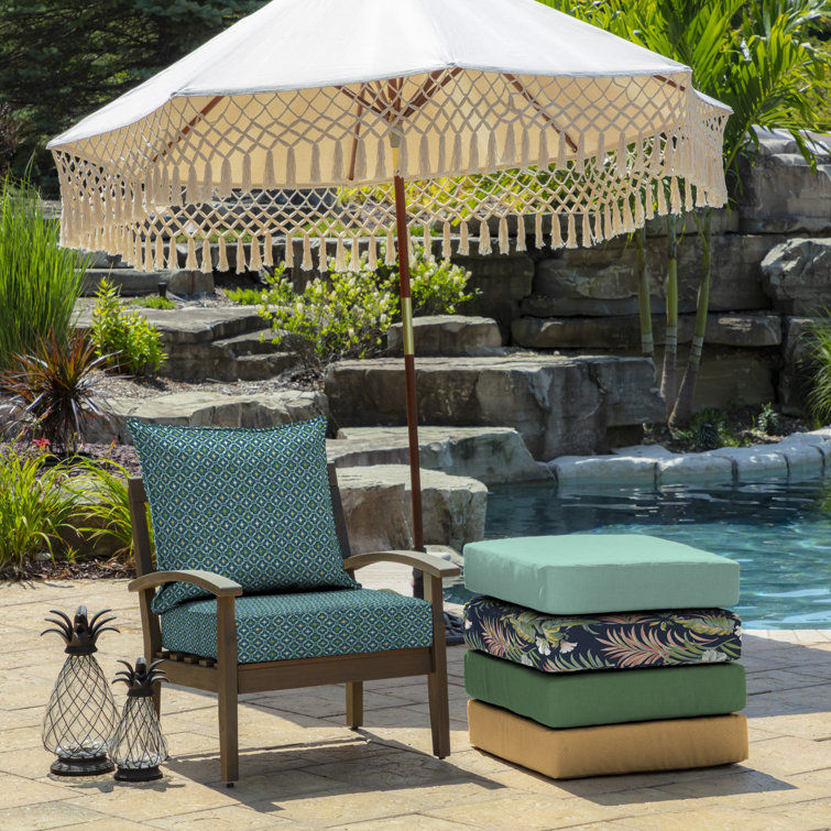 Clark Blue Outdoor Deep Seat Cushion Set with Medallion Pattern