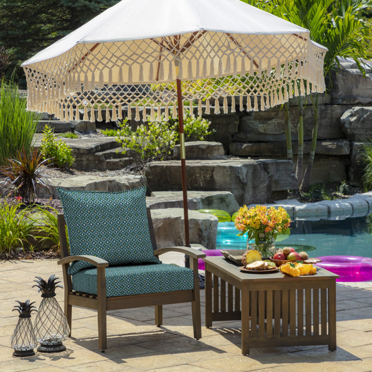 Clark Blue Outdoor Deep Seat Cushion Set with Medallion Pattern