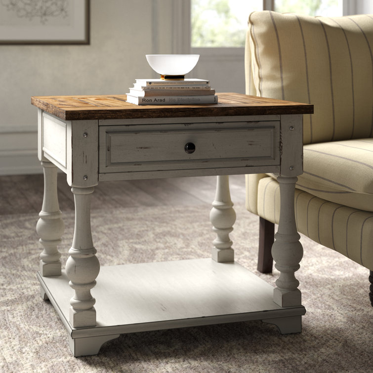 Morgan Creek Antique White and Tobacco 24'' Traditional End Table with Storage