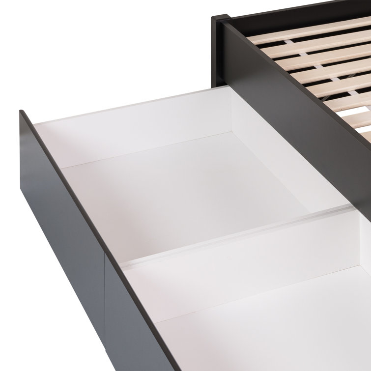 Black Queen Wood Frame Platform Bed with Storage Drawers