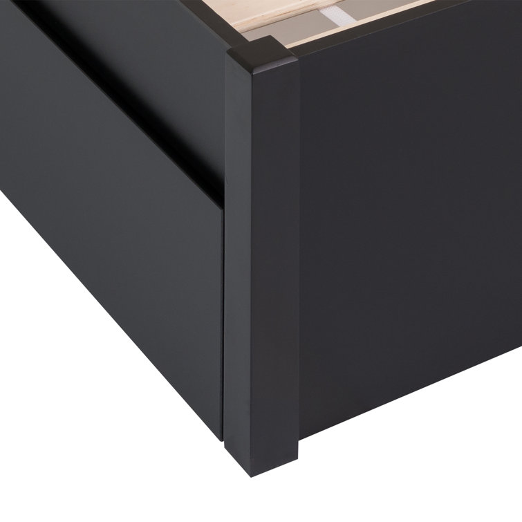 Black Queen Wood Frame Platform Bed with Storage Drawers