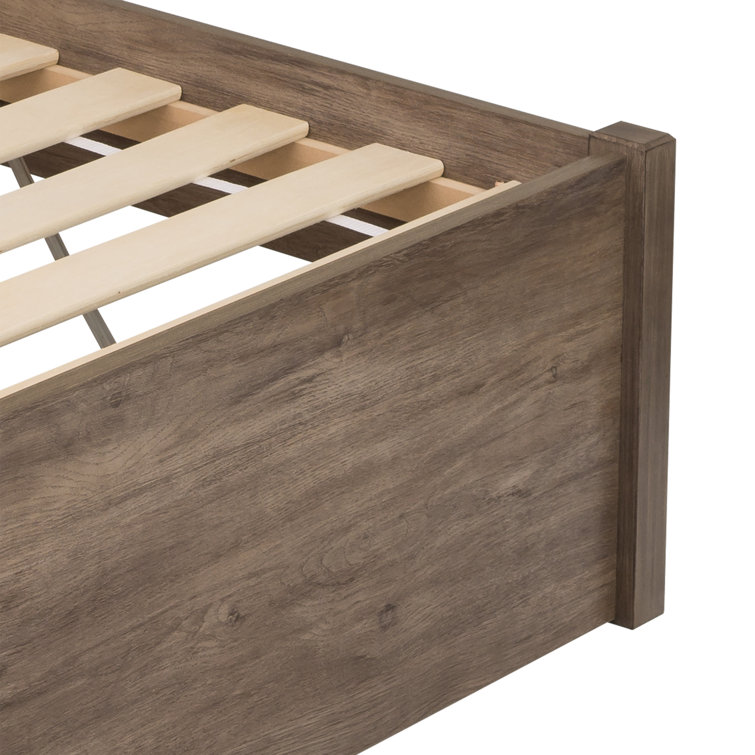Drifted Gray King-Sized 4-Post Storage Bed with Dual Drawers