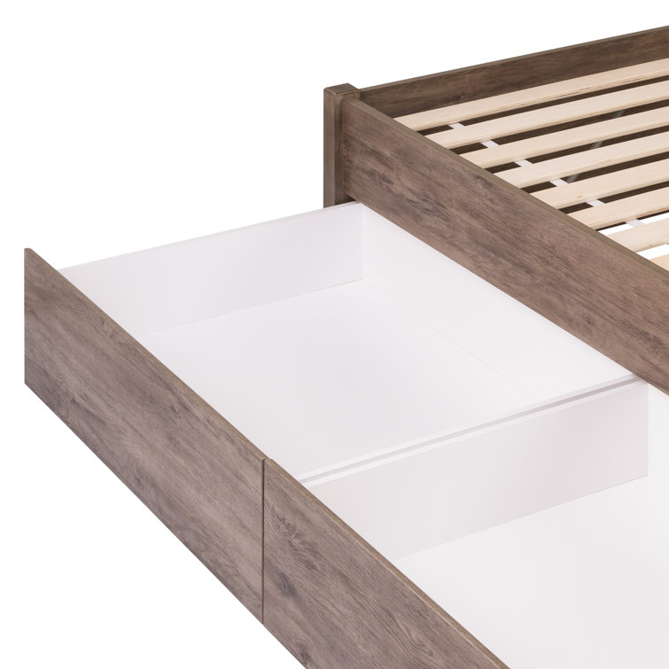 Black Queen Wood Frame Platform Bed with Storage Drawers