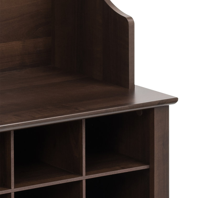 Espresso Hall Tree with Bench and 24 Shoe Cubbies