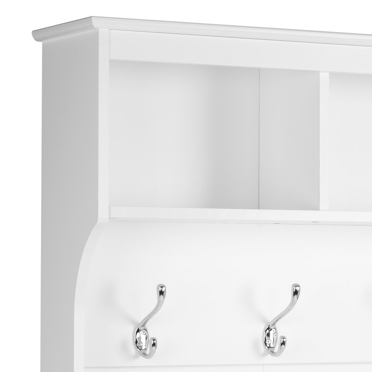 White Hall Tree with Bench and 24 Shoe Cubbies