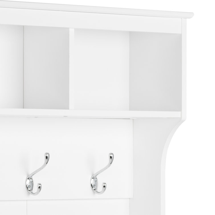 White Hall Tree with Bench and 24 Shoe Cubbies