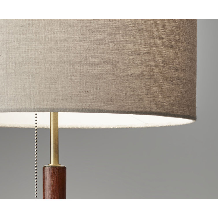 Hamilton 26.25'' White Linen Shade Table Lamp with Walnut Wood Body