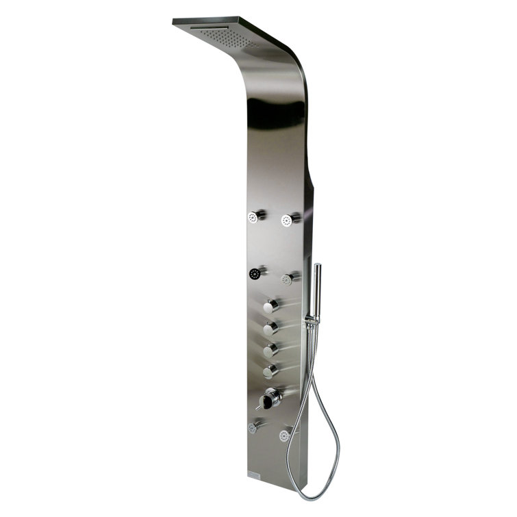 Brushed Stainless Steel 63'' Shower Panel with Fixed Shower Head