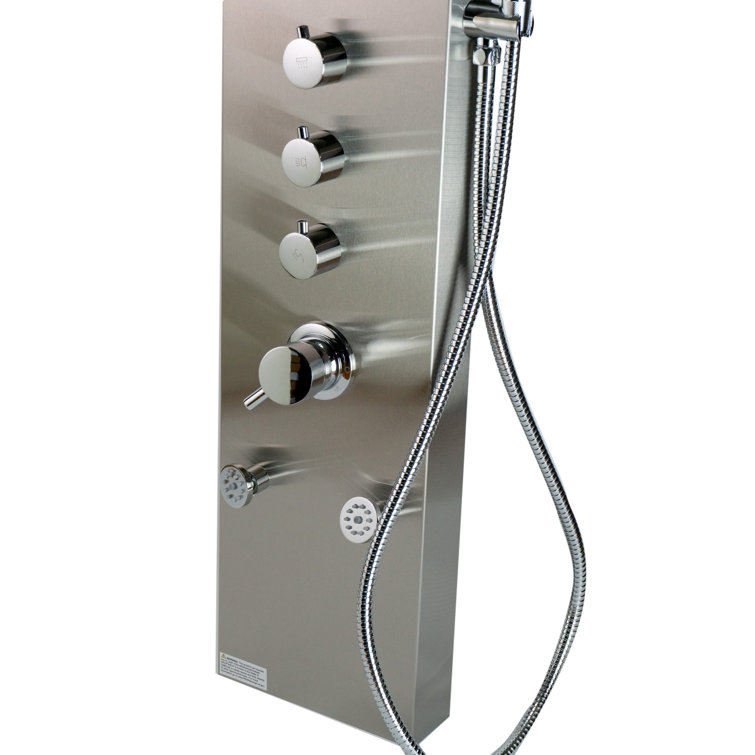 Brushed Stainless Steel 63'' Shower Panel with Fixed Shower Head