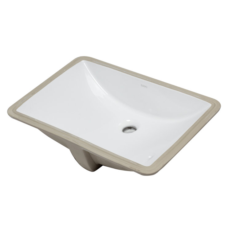 EAGO 22'' White Ceramic Rectangular Undermount Bathroom Sink