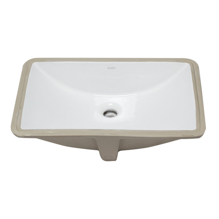 EAGO 22'' White Ceramic Rectangular Undermount Bathroom Sink