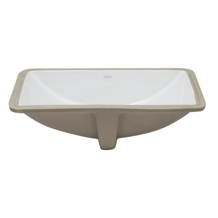 EAGO 22'' White Ceramic Rectangular Undermount Bathroom Sink