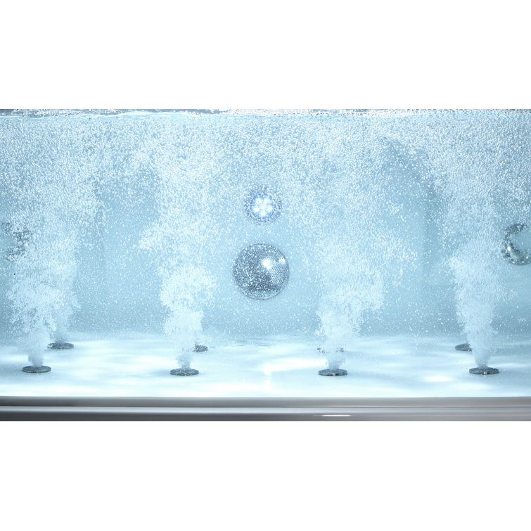 70.9'' White Acrylic Freestanding Whirlpool Bathtub with Glass Panel